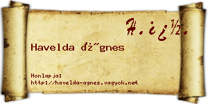 Havelda Ágnes névjegykártya